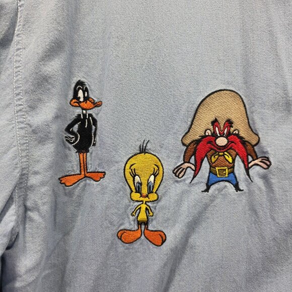 Vintage Looney Tunes Shirt Mens Large XL Embroidered Cartoon Characters 90s - Picture 2 of 10